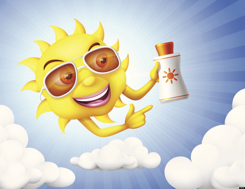 Smiling Summer Sun with Suntan Lotion